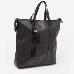 Fendi Black Zucca Coated Canvas and Leather Large Vertical Tote