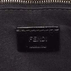 Fendi Black/Tobacco Zucca Embossed Leather Zip Pouch