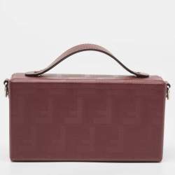 Fendi Burgundy Shadow Leather Soft Trunk Baguette Bag