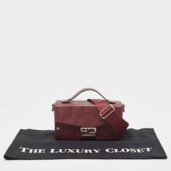 Fendi Burgundy Shadow Leather Soft Trunk Baguette Bag