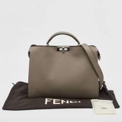 Fendi Beige Leather Medium Peekaboo ISeeU Top Handle Bag