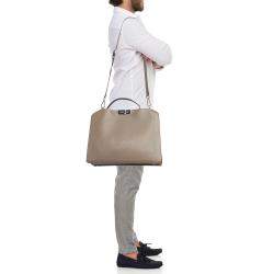 Fendi Beige Leather Medium Peekaboo ISeeU Top Handle Bag