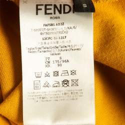 مملوكة مسبقًا Fendi Yellow Mesh Trim Jersey V-Neck Half Sleeve T-Shirt S