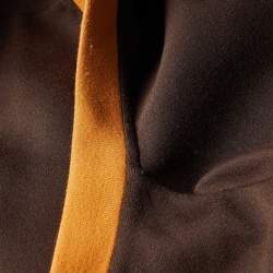 Pre Owned Fendi Brown Knit Zucca FF Logo Trimmed Zip-Up Jacket S