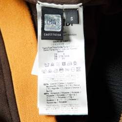 Pre Owned Fendi Brown Knit Zucca FF Logo Trimmed Zip-Up Jacket S