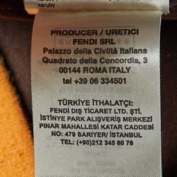 Pre Owned Fendi Brown Knit Zucca FF Logo Trimmed Zip-Up Jacket S