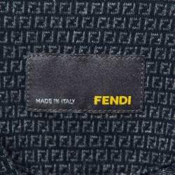Pre Owned Fendi Blue FF Monogram Patterned Cotton Knit Polo T-Shirt M