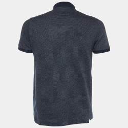 Pre Owned Fendi Blue FF Monogram Patterned Cotton Knit Polo T-Shirt M