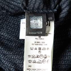 Pre Owned Fendi Blue FF Monogram Patterned Cotton Knit Polo T-Shirt M