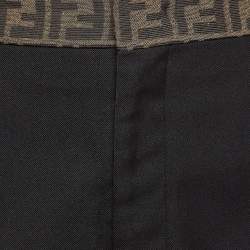 مملوكة مسبقًا Fendi Black Monogram Contrast Trimmed Shorts L