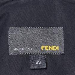 Pre Owned Fendi Navy Blue Colorblock Pattern Cotton Buttoned Up Shirt M