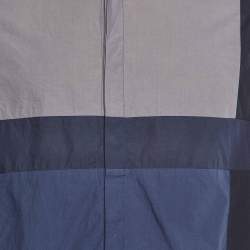 Pre Owned Fendi Navy Blue Colorblock Pattern Cotton Buttoned Up Shirt M