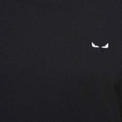 Pre Owned Fendi Black Monster Embroidered Cotton Jersey T-Shirt XL