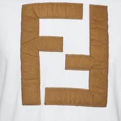 Fendi White FF Logo Patch Embroidered Cotton T-Shirt M