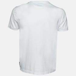Fendi White FF Logo Patch Embroidered Cotton T-Shirt M