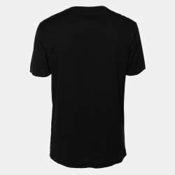 Pre Owned Fendi Black Cotton Monster Eye Patch Detail Crewneck T-Shirt L