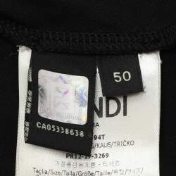 Pre Owned Fendi Black Cotton Monster Eye Patch Detail Crewneck T-Shirt L