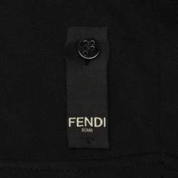 Pre Owned Fendi Black Cotton Monster Eye Patch Detail Crewneck T-Shirt L