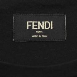 Pre Owned Fendi Black Cotton Monster Eye Patch Detail Crewneck T-Shirt L