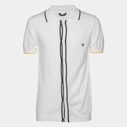 Fendi White Cotton Knit Front Button T-Shirt M
