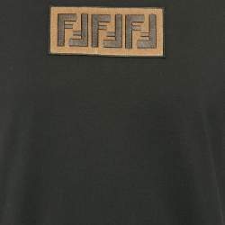 Fendi Black Zucca Applique Cotton Jersey Crewneck T-Shirt M