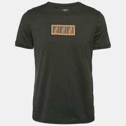 Fendi Black Zucca Applique Cotton Jersey Crewneck T-Shirt M