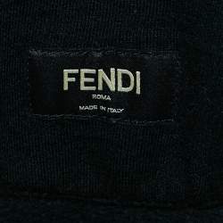 Pre Owned Fendi Black Monster Eyes Appliqued Wool Blend Hoodie L