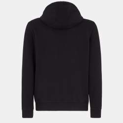 Pre Owned Fendi Black Monster Eyes Appliqued Wool Blend Hoodie L