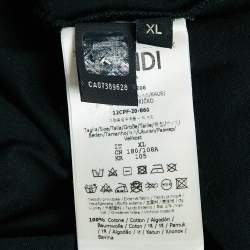 Pre Owned Fendi Black Cotton Logo Leather Applique Jersey T-Shirt XL