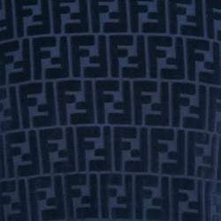 Pre Owned Fendi Navy Blue Zucca Flocked Jersey T-Shirt XL