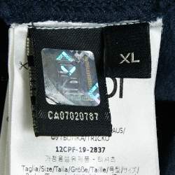 Pre Owned Fendi Navy Blue Zucca Flocked Jersey T-Shirt XL