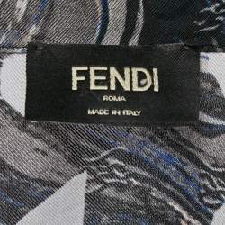 Fendi Blue Fragment Print Silk Short Sleeve Shirt M