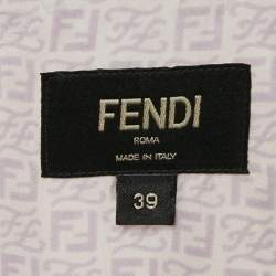 Pre Owned Fendi Light Purple Logo Print Silk Short Sleeve Shirt M