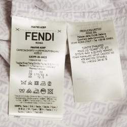 Pre Owned Fendi Light Purple Logo Print Silk Short Sleeve Shirt M