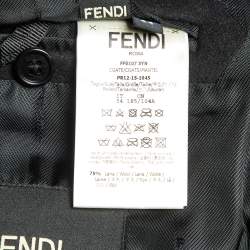 Pre Owned Fendi Black Wool Fur Collar Long Coat XXL