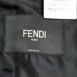 Pre Owned Fendi Black Wool Fur Collar Long Coat XXL