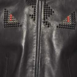Fendi Black Leather Studded Biker Jacket L