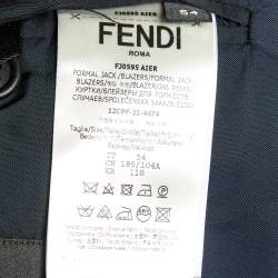 مملوكة مسبقًا Fendi Blue Zucca Print Linen Blend Single Breasted Blazer XXL