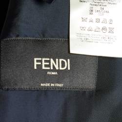 مملوكة مسبقًا Fendi Blue Zucca Print Linen Blend Single Breasted Blazer XXL