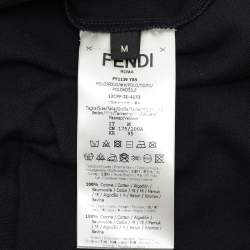 Pre Owned Fendi Navy Blue Cotton Knit Long Sleeve Polo Shirt M