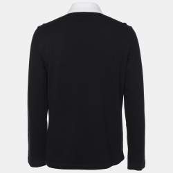 Pre Owned Fendi Navy Blue Cotton Knit Long Sleeve Polo Shirt M