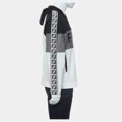 Fendi White, Black Cotton and Polyester Two Tone Zucca Houndstooth Hoodie M
