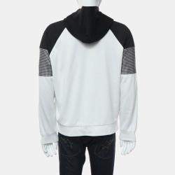 Fendi White, Black Cotton and Polyester Two Tone Zucca Houndstooth Hoodie M