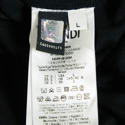 Fendi Black FF Karligraphy Embroidered Jersey Crew Neck T-Shirt L