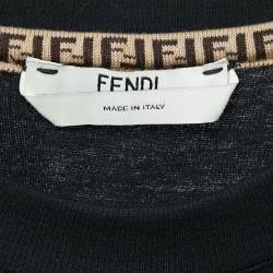 Fendi Black FF Karligraphy Embroidered Jersey Crew Neck T-Shirt L