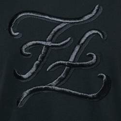 Fendi Black FF Karligraphy Embroidered Jersey Crew Neck T-Shirt L