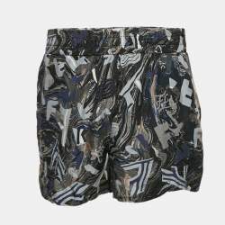 Fendi Blue Logo Fragment Print Silk Shorts L