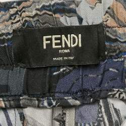 Fendi Blue Logo Fragment Print Silk Shorts L