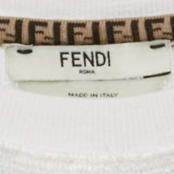 Fendi White FF Patterned Stretch Knit Half Sleeve T-shirt XS