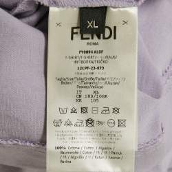 مملوكة مسبقًا Fendi Lavender O’Lock Embroidered Jersey T-Shirt XL